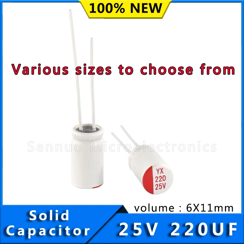 

10pcs Capacitors 220 uf 25v Solid Electrolytic Capacitors 25v 220uf Solid State Capacitors 6x11 Aluminum Electrolytic Capacitors