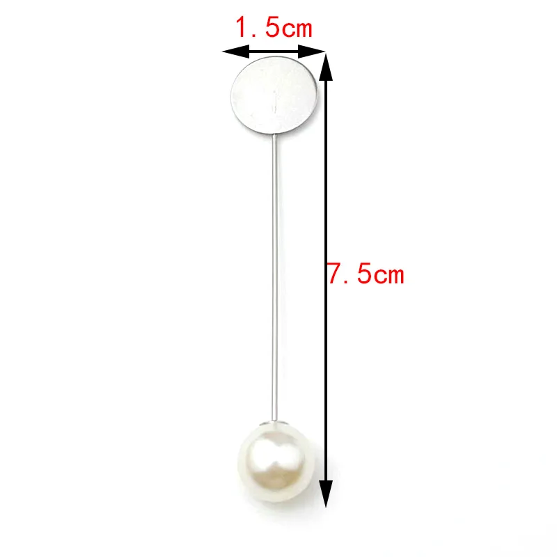 20/100Pcs Silber Farbe Perle Edelstahl Lange Pin DIY Machen Handgemachte Blume Brosche Für Frauen Schmuck Zubehör Erkenntnisse großhandel – Detail 2