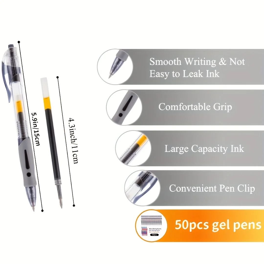 18-Piece Retractable Gel Pen Set, 0.5mm Black, Blue, Red Ink Gel Pens, Including 6pcs Black + 6pcs Blue + 6pcs Red Gel Pens. Sui