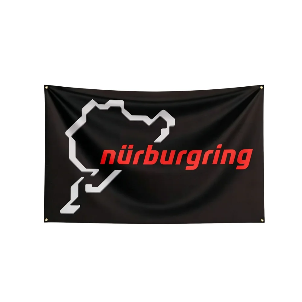 Nurburgring Race Track Flag 2x3ft 3x5ft Polyester Printed Car Banner Racing Wall Hanging for Garage Man Cave Home Room Decor