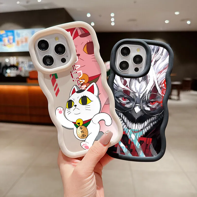 Anime Dandadan Phone Case for Iphone 16 Pro Max 11 12 13 14 15 Pro Max XR XS 7 8 Plus 13Pro Cartoon Wave Side Silicone Cover