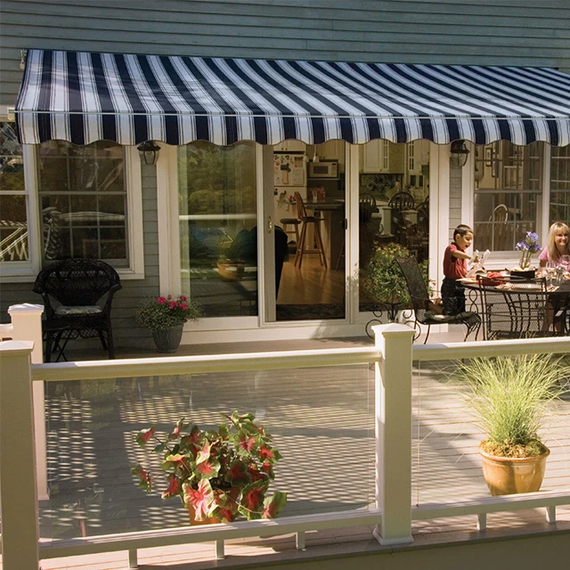 

Full cassette retractable polyester awning hand crank retractable awning prices