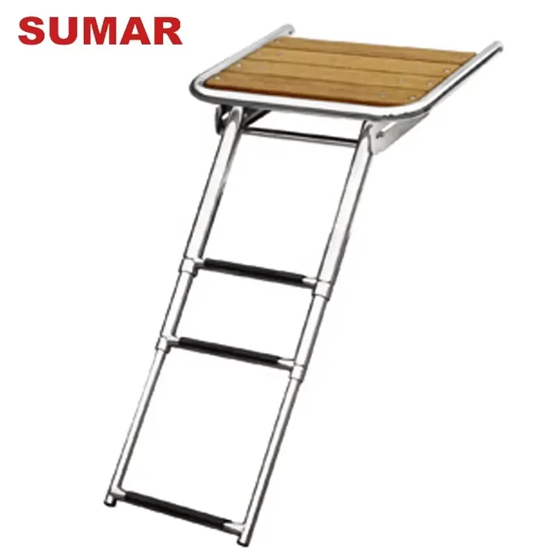 Stainless Steel Telescopic Ladder for Boat Stern Deck Tubular Design Factory Direct Supply Marine Grade Hardware Accessory
