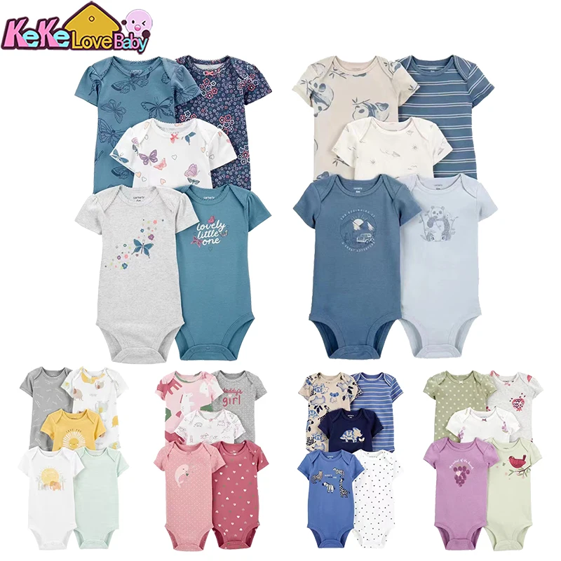 Summer Baby Bodysuits Boy Clothes Fashion Flower Cotton Short Sleeves Newborn Girl Clothing Jumpsuit Infant Outfits 6-24 Months