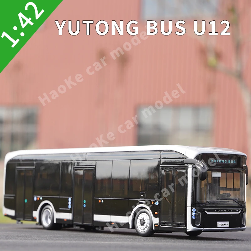 Yutong Bus Model U12 Overseas Edition Black Diamond Model 1:42 Bus Pure Electric Bus Alloy Model