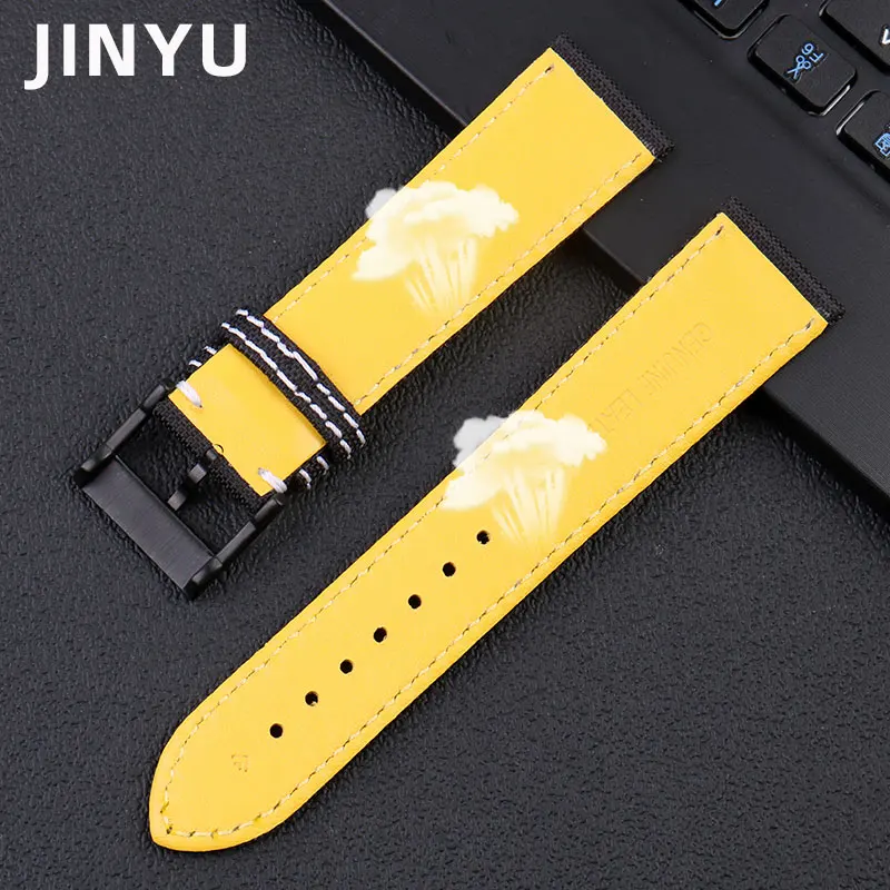 Wrist band For Breitling Avenger Deep Dive Seawolf Super Ocean Series Yellow Wolf nylon leather watch strap 22mm 24mm watchband