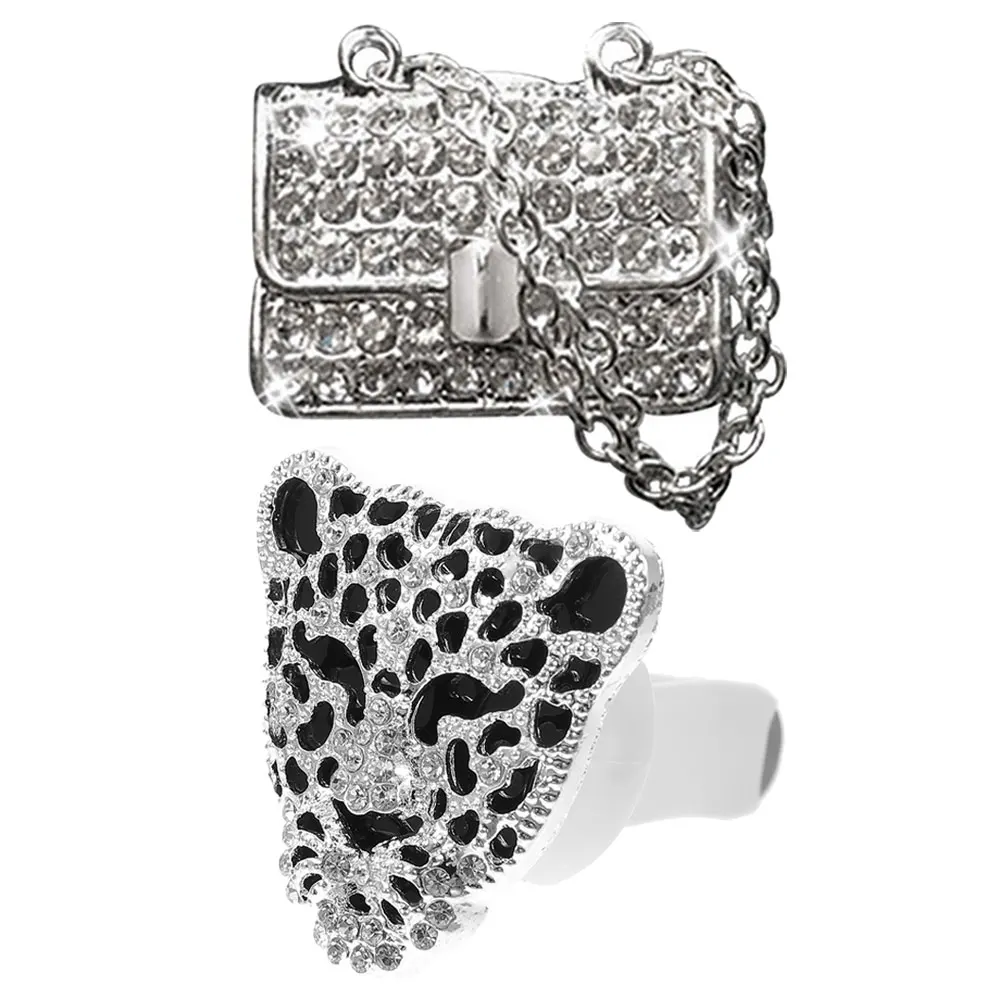 

2Pcs Leopard Head Car Vent Clips Air Freshener Rhinestone Adorned Fashionable Women Car Accessories Interior Decorations