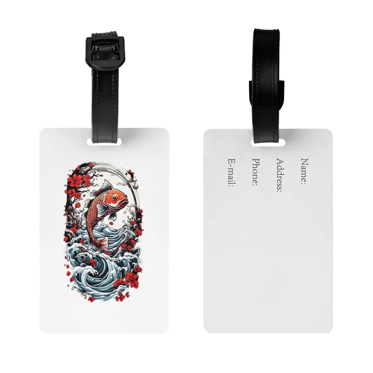 

Japanese Koi Fishing Streetwear Style Luggage Tags Suitcase Accessories Travel Baggage Boarding Tag Label Holder ID Name Address