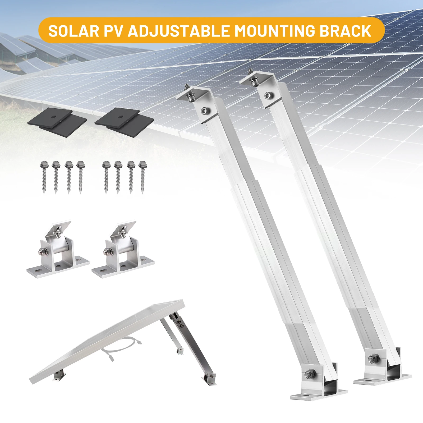 

CP-SETUNO 26in Adjustable Solar Panel Tilt Mount Brackets Support up to 100W-500 Watt Solar Panel for Any Flat Surface, Roof, RV