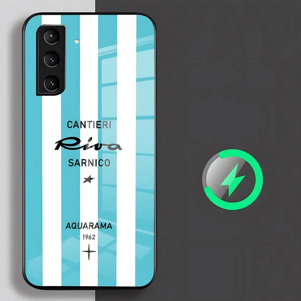 R-R-RIVA Yacht Luxus Handyhülle für Samsung S26 S25 S24 S23 S22 S21 S20 Edge Ultra Plus FE für Magsafe Glashülle