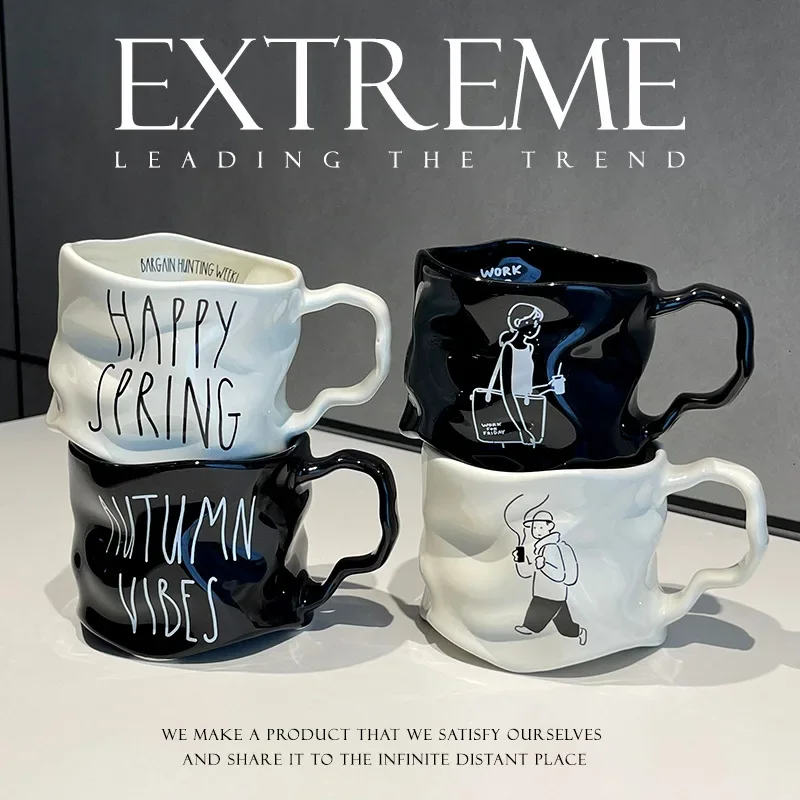 

Creative Ceramic Irregular Male and Female Couple Mugs, Simple Ceramic Home Coffee Cups, Large-capacity Ceramic Cups Coffee Cup