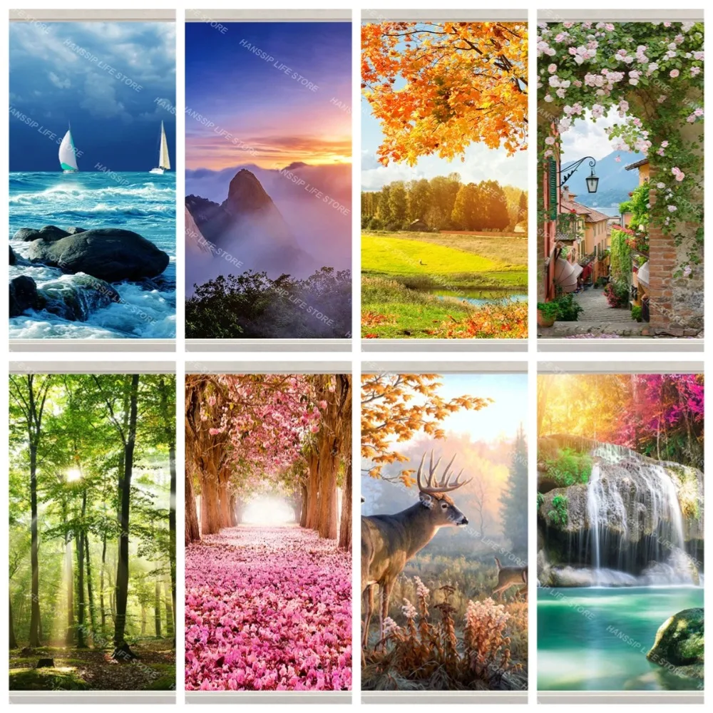 

Spring Natural Landscape Flowers, Natural Scenery Banner Backdrop, Home Decoration, Living Room Art Wall Stickers Backdrop Cloth