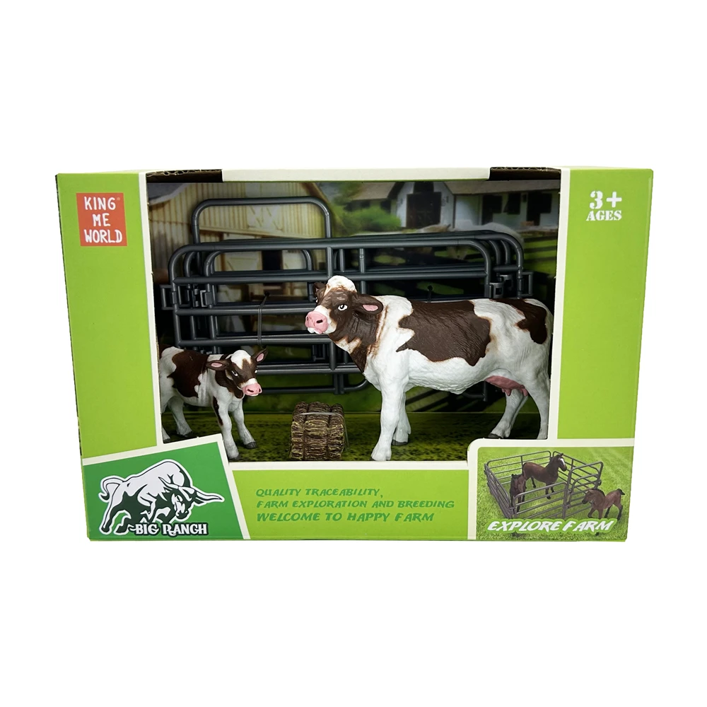 Große Ranch Kuh Größe passenden Zaun und Heuhaufen Set Film statische Anzeige Spielzeug Tiere Figuren Ranch Weihnachten Halloween Kinder geschenke