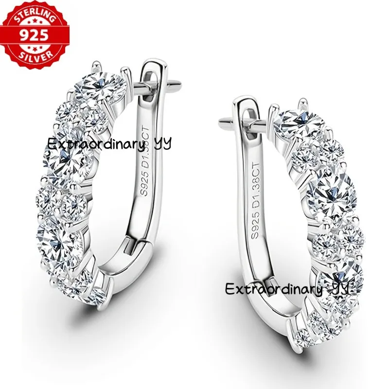 Sterling Silver Moissanite Earrings for Women, Elegant 925 Silver Stud Earrings, Fashion Jewelry Gift for Mom, Includes