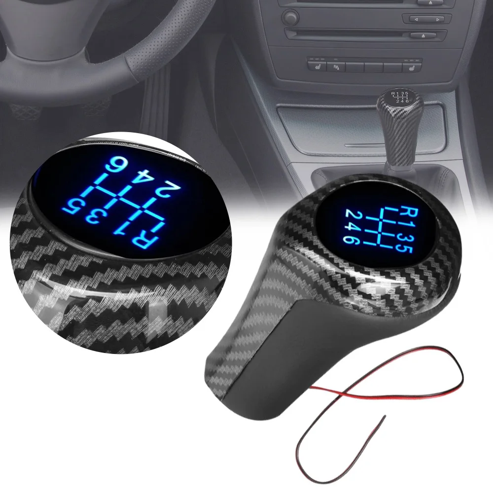 

5/6 Speed Gear Shift Knob Blue/Red LED Light Shifter Lever Handball for BMW 1 3 5 6 Series E81/E87/E90/E91/E92/E60/E61/E63 LHD