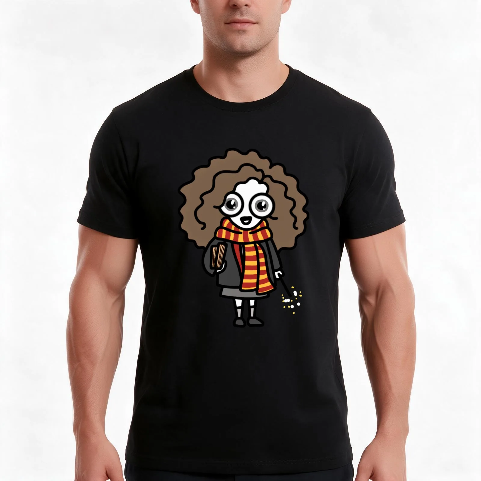 Wizard Girl Books Magic Wand T-Shirt, Summer Casual Cotton Tee, Oversized Streetwear Tops, Vintage Graphic Print, 100% Cotton