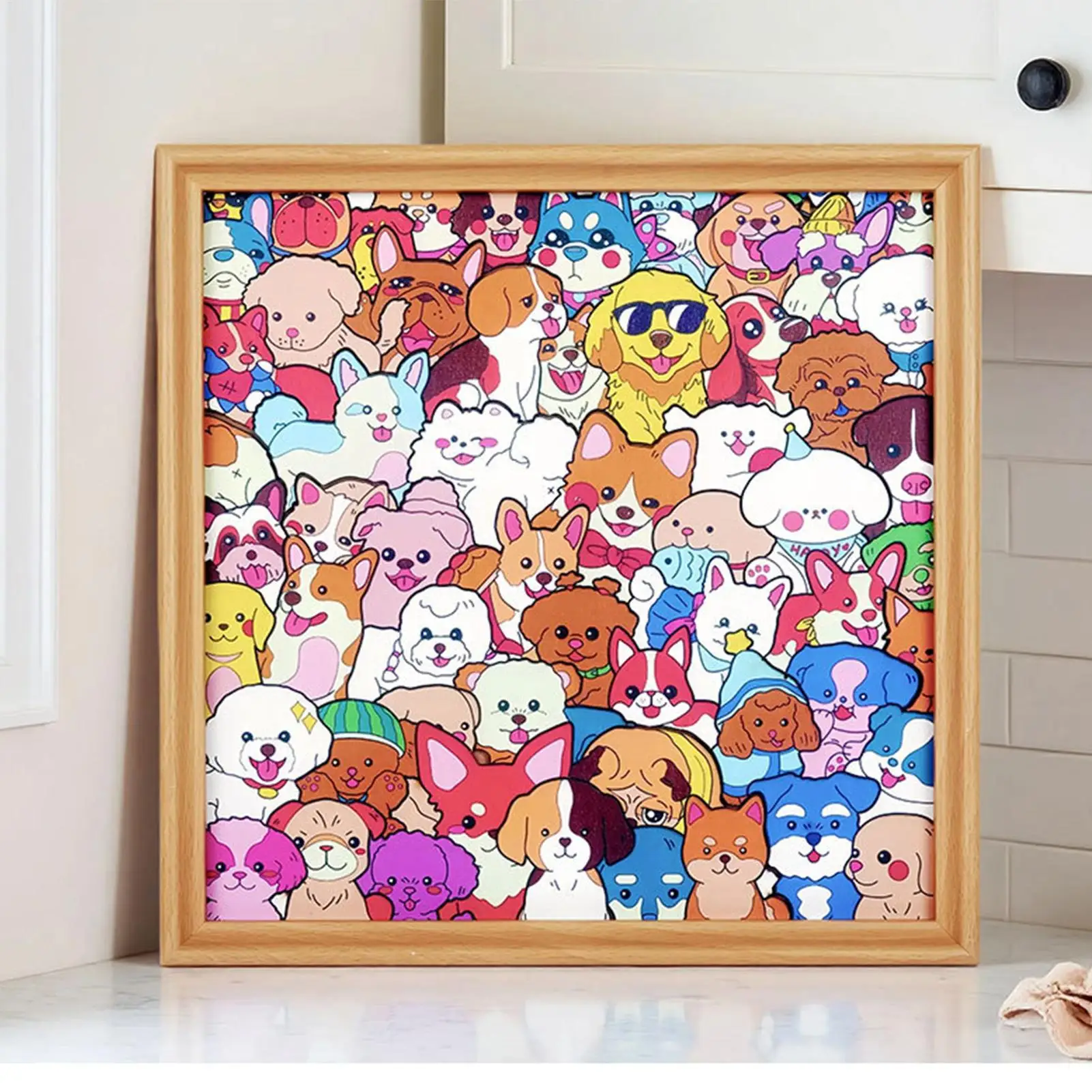 ألوان اللغز الخاص بك، إطار صورة خشبي لتلوين الكلاب، ألغاز الصور المقطوعة المزخرفة للأطفال، لعبة عائلية لمحبي الحيوانات