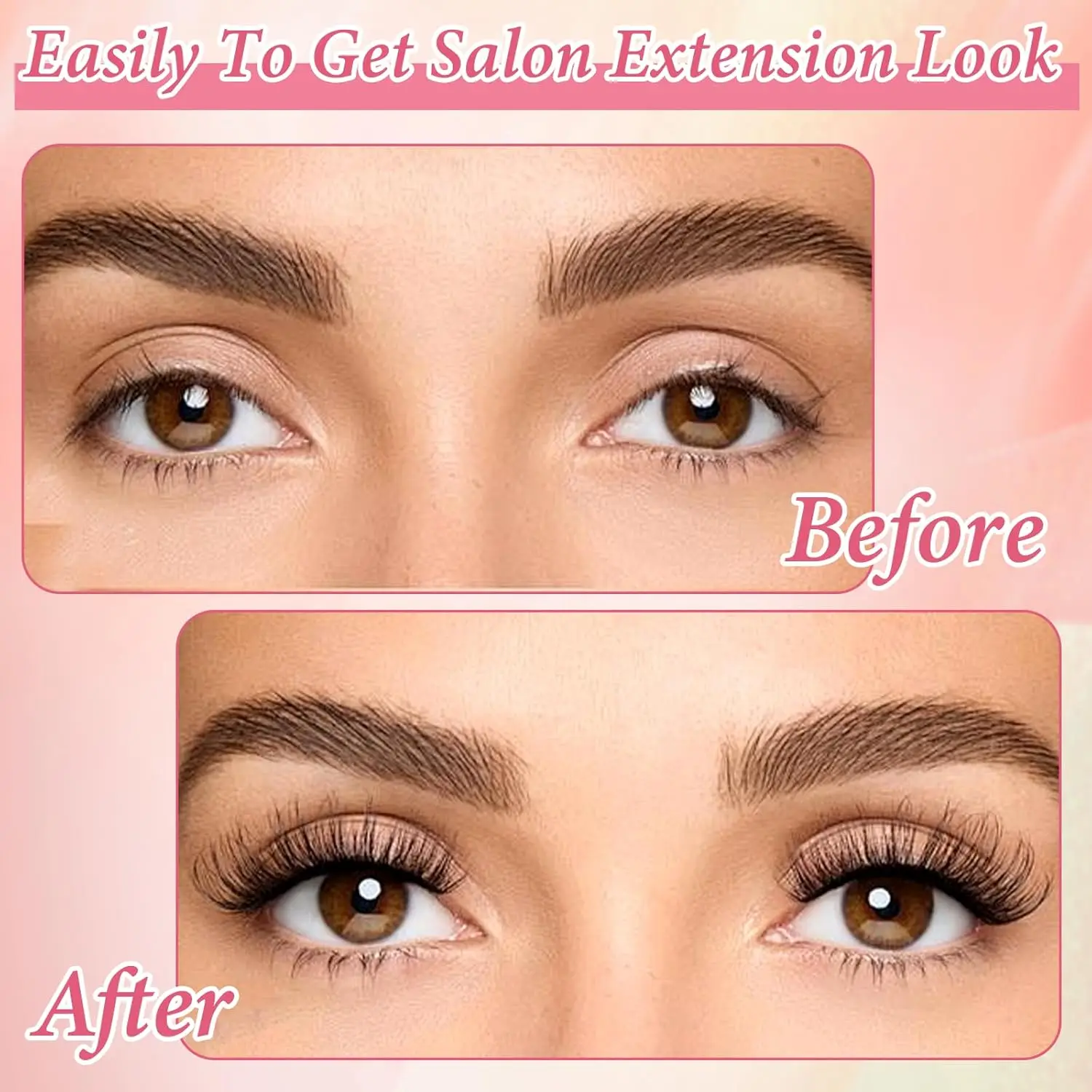 رموش مغناطيسية قابلة لإعادة الاستخدام - لا توجد غراء، ولا حاجة إلى محدد العيون، سهلة الاستخدام والإزالة، رموش ذات مظهر طبيعي مع أداة تطبيق