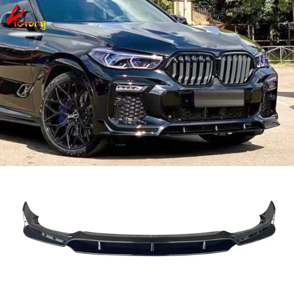 

4PCS/Set Glossy Black Car Front Bumper For BMW X6 G06 M Package 2020+ Auto Body Kit Bumpers Lips Carbon Print