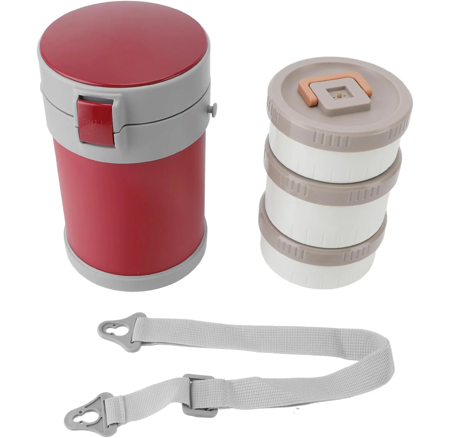 Long Insulated Stainless Steel Lunch Box 2 Compartment Multiple Layers Food Bento Box Vacuum Containers with Folding Cutlery
