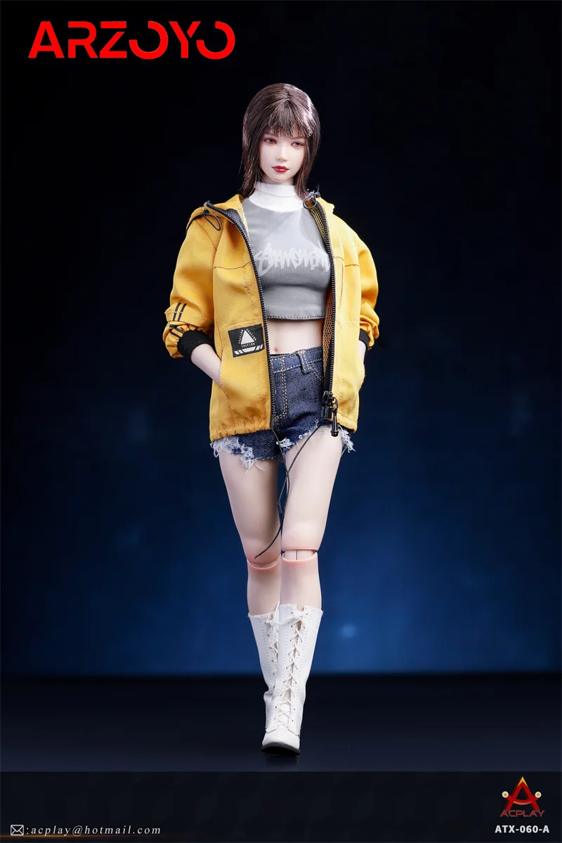 ACPLAY 1/6 ATX-060 Female Girl Fashion Jacket and Denim shorts setFit 12'' TBL JIAOU Worldbox Action Figure Body Dolls