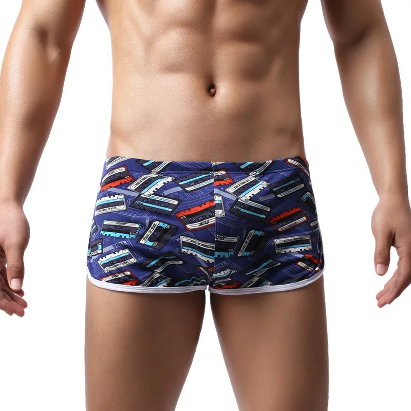 

Men's Aro Pants Fashion Printed Youth Sexy Mid Waist Boxer Shorts Loose Casual Homewear Nightwear Sleeping Pajamas Sports Trunks