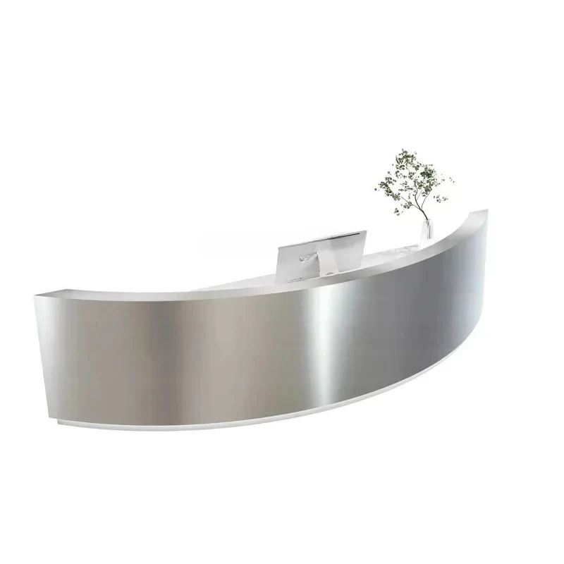 

Modern Simple Curved Cashier Small Clothing Shop Bar Stainless Steel Special-Shaped Front Desk Reception