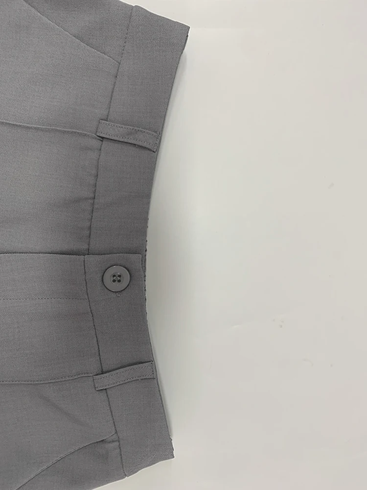 Mode 2025 nouveau femmes neuvième pantalon décontracté poches amples couleur unie élégant pantalon à jambes larges pour dames bureau