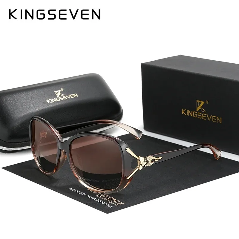 KINGSEVEN Trendy Women‘s Anti-UV Polarized Sunglasses Luxury Lady Oval Glasses Fox Leopard Frame Outdoor Casual Shopping Eyewear