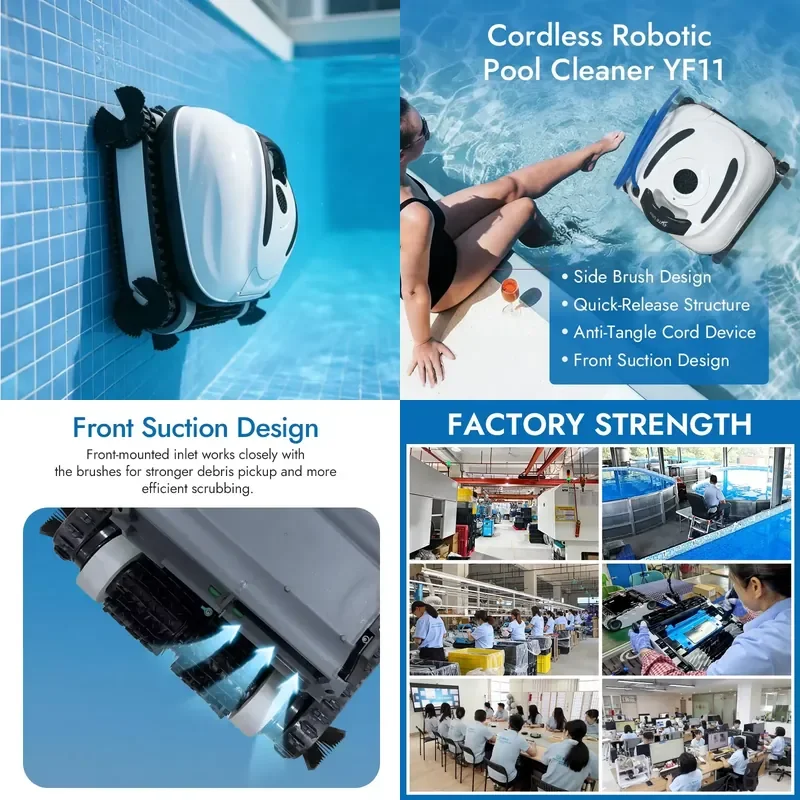 STROVAN Corded Pool Cleaning Robot Extra-Long Anti-Wrap Cable Smart Path Planning IPX8 Waterproof 6-Hour Runtime Eco-Friendly