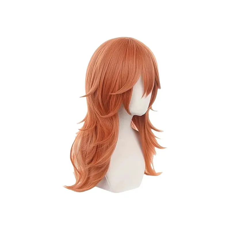 전기 톱 남자 코스프레 천사 코스프레 오렌지 브라운 애니메이션 가발 내열성 할로윈 파티 역할 놀이 가발
