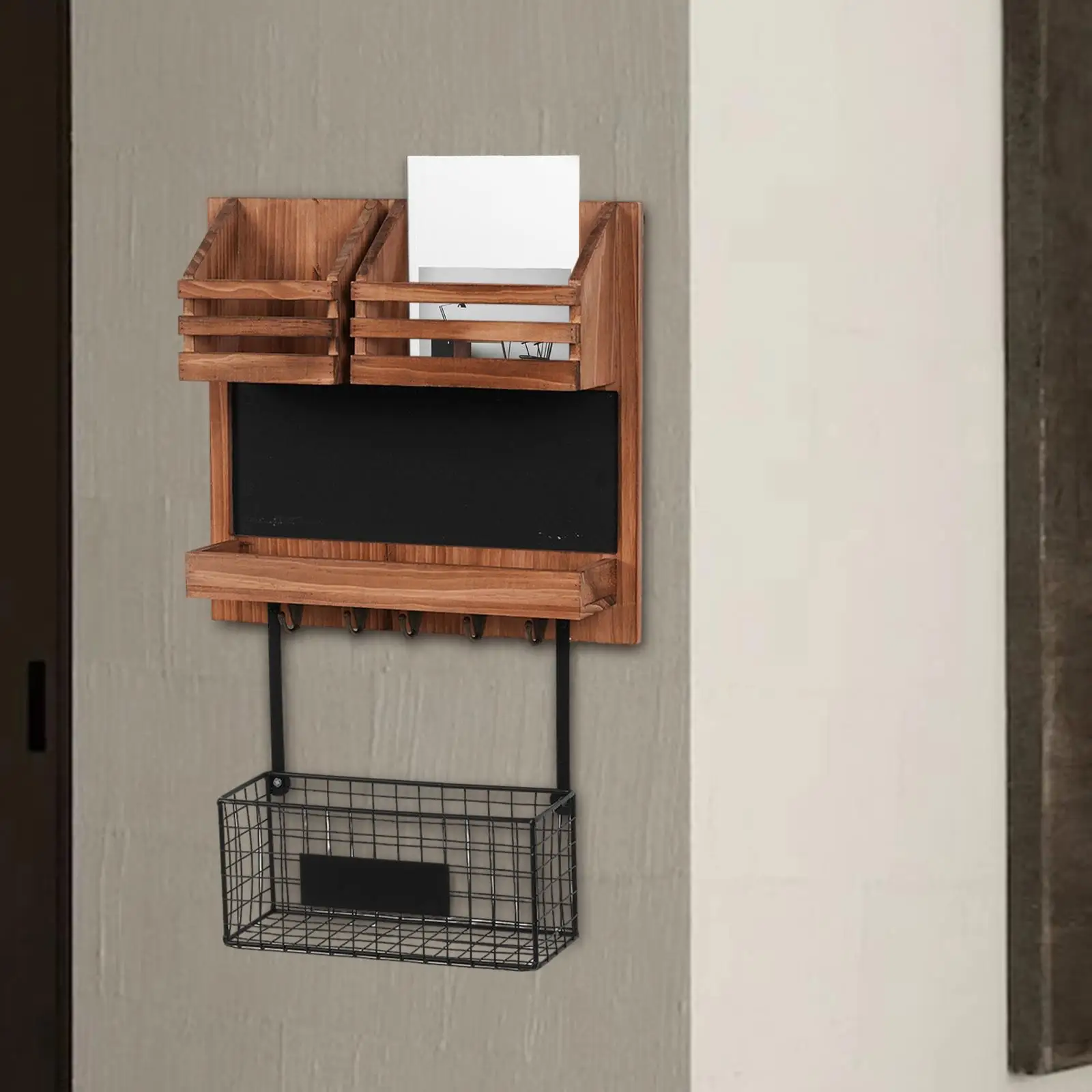 

Wall Mounted Mail Organizer Sturdy Rustic Wood for Bedroom Office Apartment