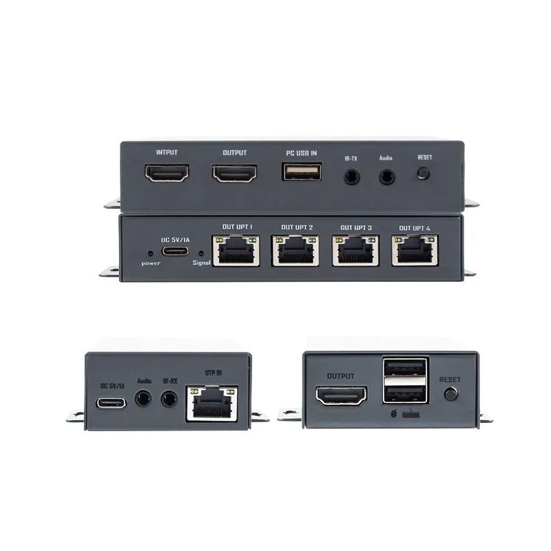 200m HDMI KVM Extender 1080P 60Hz 4K@30Hz Over Cat5e Cat6 RJ45 Ethernet Video Transmitter Receiver Kit USB Keyboard Mouse Metal