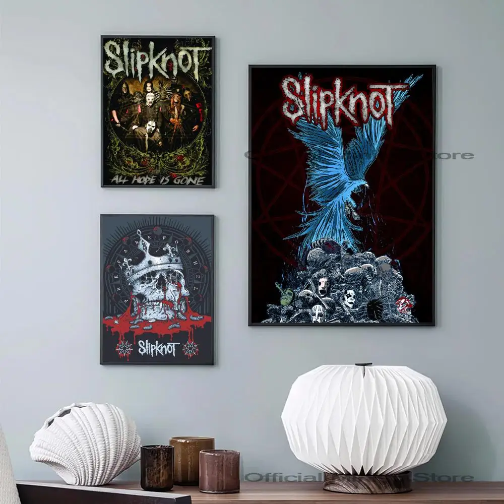 1pc Heavy Rock S-Slipknot Band Poster Self-adhesive Art Waterproof Paper Sticker Coffee House Bar Room Wall Decor