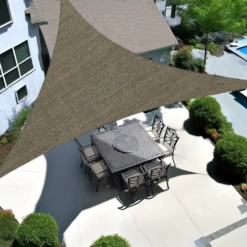 20x20x20ft Triangle Sun Shade Sails for Patios,Sun UV Blocking Outdoor Canopy,Sunshades for Backyard,Brown Sand Beige Blue