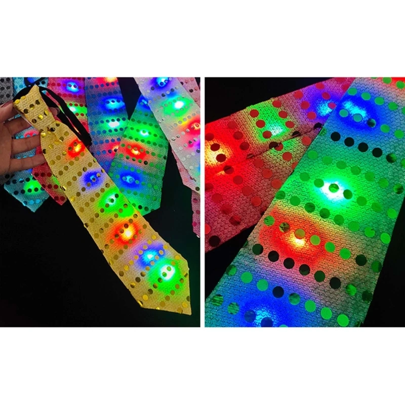 10pcs Light up Neck Tie Pre-tied Neckties Pre-Tied Ties Sequin Ties Glow Necktie Led Necktie Flashing Tie Luminous Tie