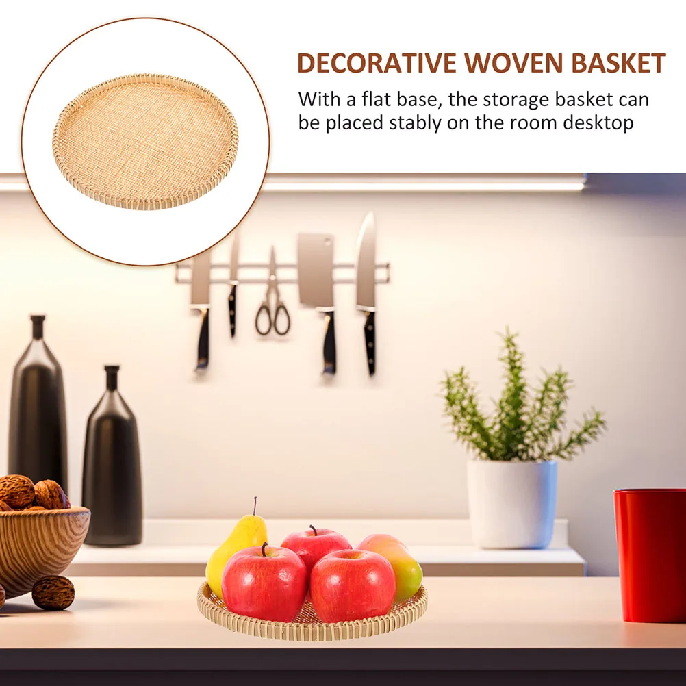 

Bamboo Fruit Basket Material Hand-Woven Kitchen Organizer Storage Holder Bread Tray Snacks Container for Home