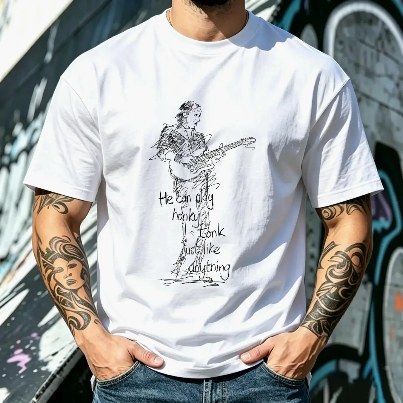 washed T Shirt New Mark Knopfler Basic Art  White All Size QQ378 vintage Washed Comfortable Unisex homme Soft fashion