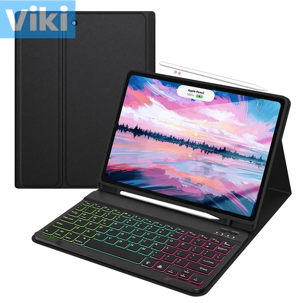 

Keyboard Case for iPad Pro11 2024 7 Color Backlight Tablet Case Bluetooth-Compatible 3.0 Fully Landscape Stand Wireless Keyboard