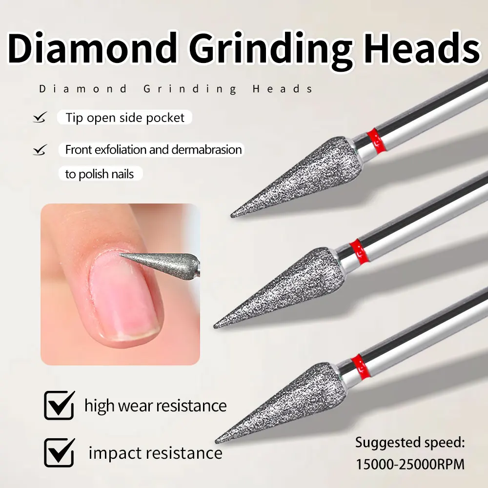 لقم مثقاب أظافر ماسية، نتوءات مزيل مسامير القدم، مقاومة للحرارة ومتينة، لإزالة طلاء عين الجل/القطط، أدوات مانيكير احترافية #4