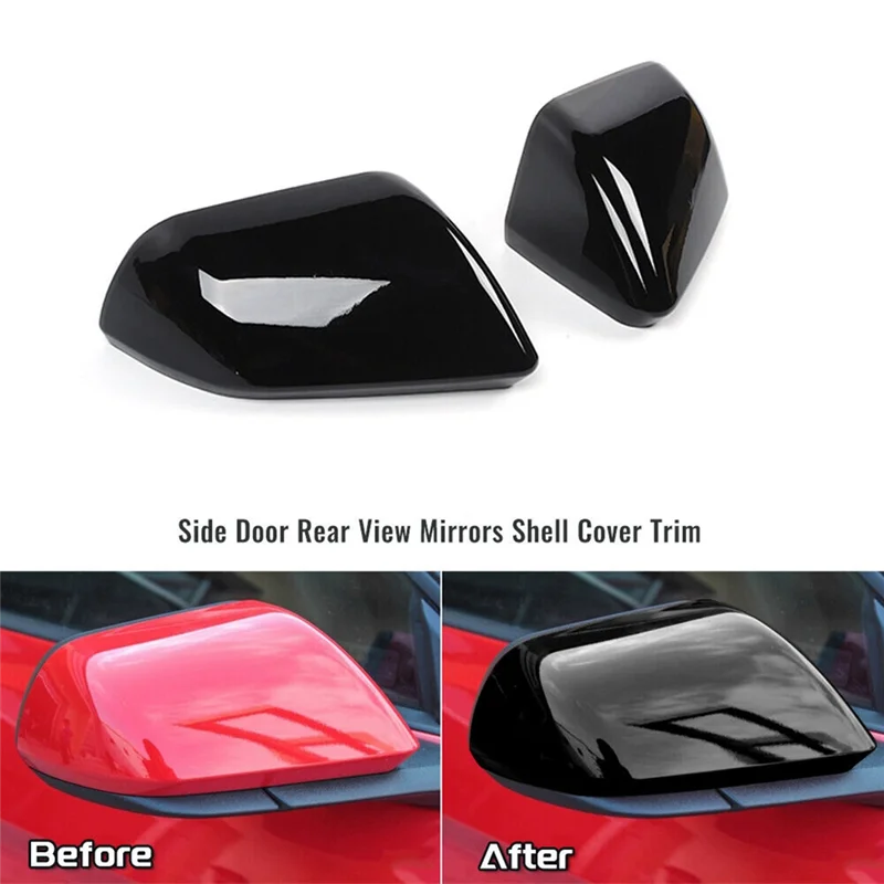 

ABS Black Side Door Rearview Mirror Cover Trim Shells Cap for Ford Mustang 2015-2020