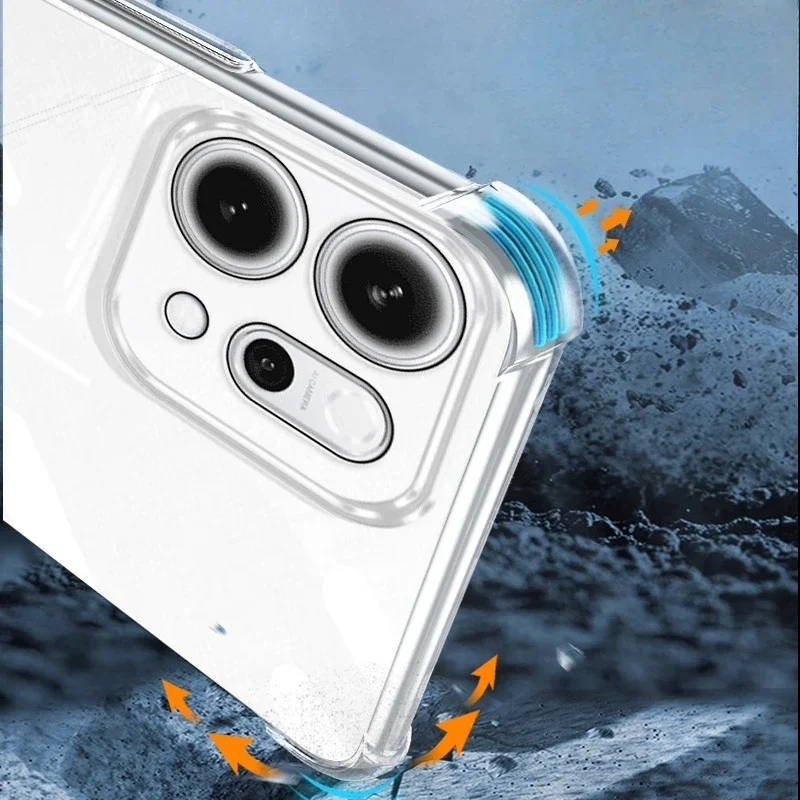 غطاء لهاتف اوبو رينو 14 برو حافظة شفافة مقاومة للصدمات لهاتف رينو 14 برو حامل حلقي مغناطيسي وسادة هوائية غلاف من السيليكون الناعم