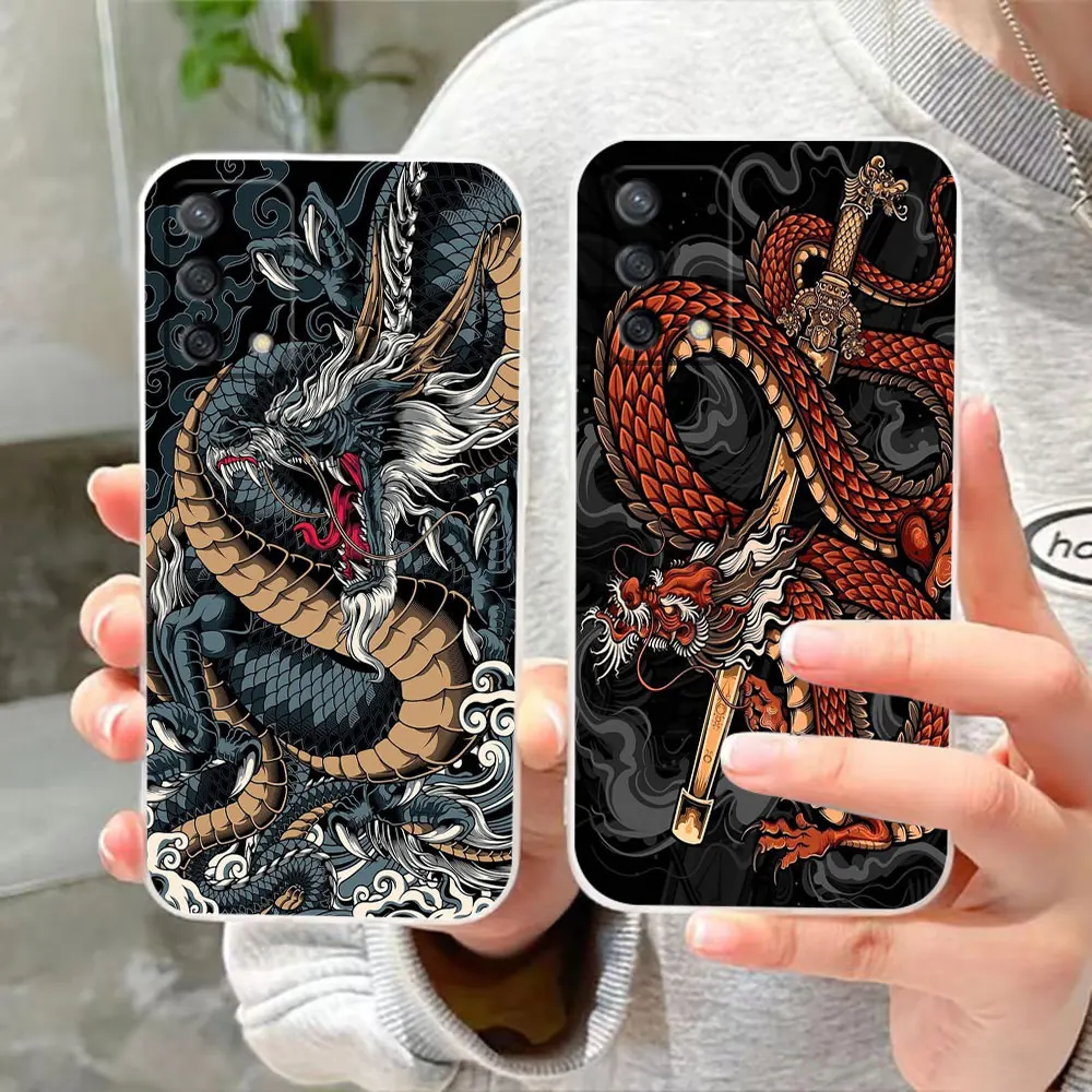 Clear Phone Case For OPPO A97 A96 A95 A94 A93 A92S A74 A72 A57 A55 A54 A32 5G Case Funda Coque Shell Symbol Of Dragon And Tiger