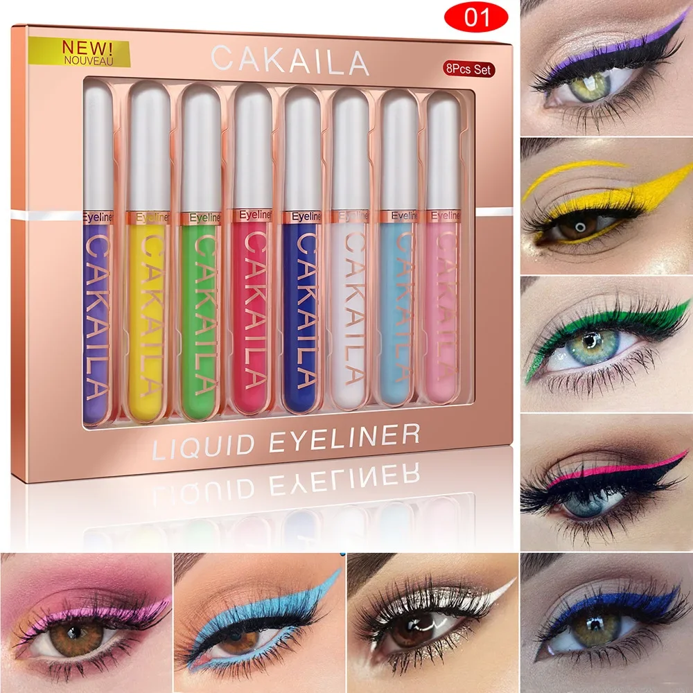 Colorful Eye Liner Pen Sets Matte Waterproof Eyeliner Kits Makeup Eyes Make Up Eyeshadow Cosmetics Liquid Eyeliners 8 Colors/Box