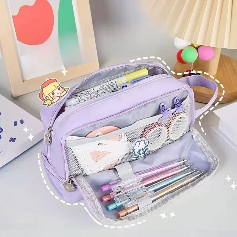 Large-capacity Cases Three-layer Cute Pencil Bag Beautiful Student Korean Stationery Pen Holder Pencil Case School Kits Supplies