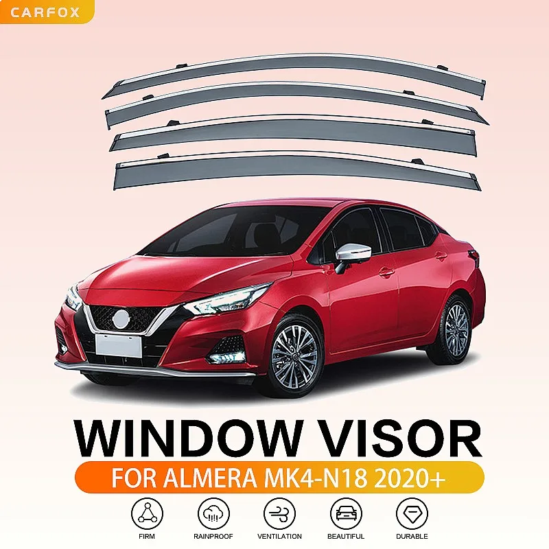 

For Nissan Almera 2012-2020+ Car Window Visor Rain Sun Shade Awning Side Deflector Auto Accessories
