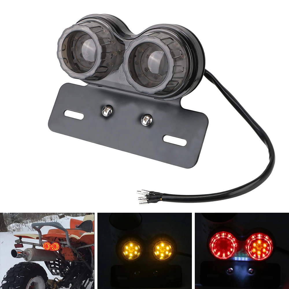 12V Motorcycle Taillights Turn Signal Lights LED Rear Brake Lamp With Licence Plate Holder Pik Dirt Bike Motorbike Accessories