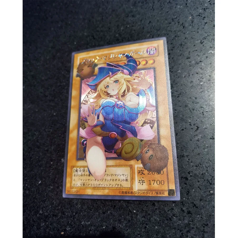 HZ Anime yu-gi-oh tarjetas de aluminio sexis juego de juguetes para niños tarjetas coleccionables regalos de cumpleaños de Navidad DIY ACG chica mago negro