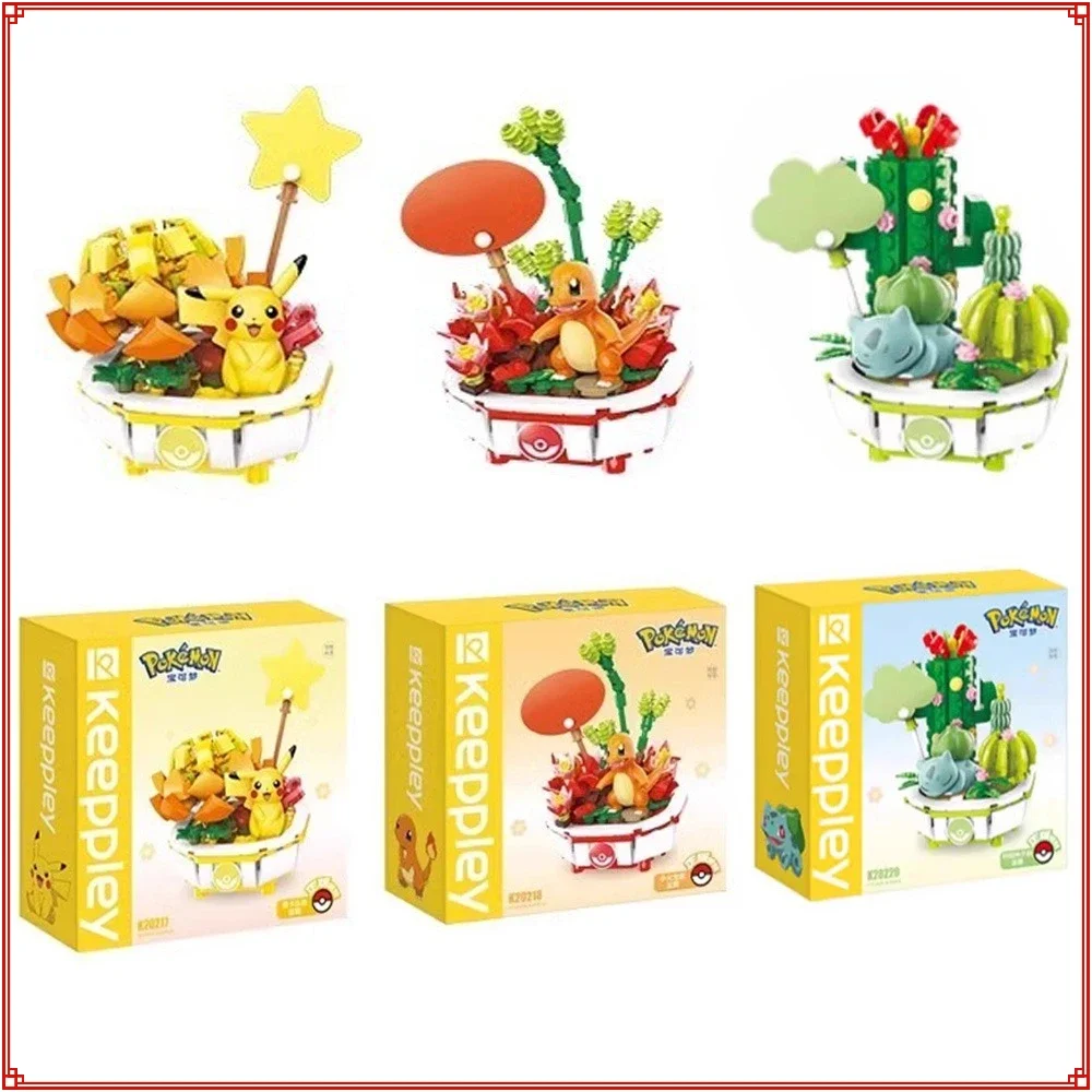 

Keeppley Original Building Blocks Cartoon Pikachu Style Potted Plant Model Assemble Toy Children's Puzzle Game Decorations Gifts