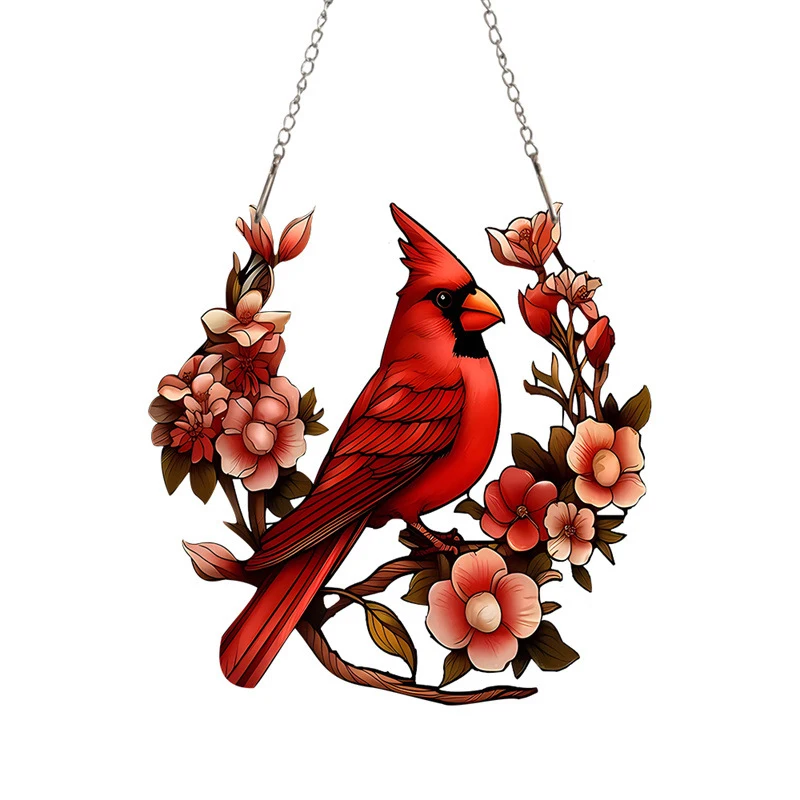 Bird Suncatcher Cardinal Bird Window Hangings Indoor Outdoor Flat Acrylic Wall Decorations for Home